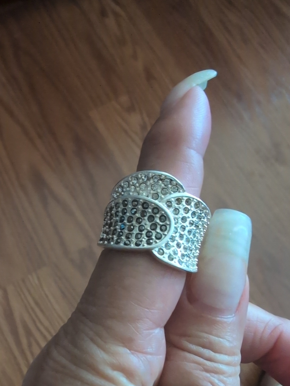 Premier Designs Diamond Swirl Crystal Pavé Silver-Tone Statement Ring